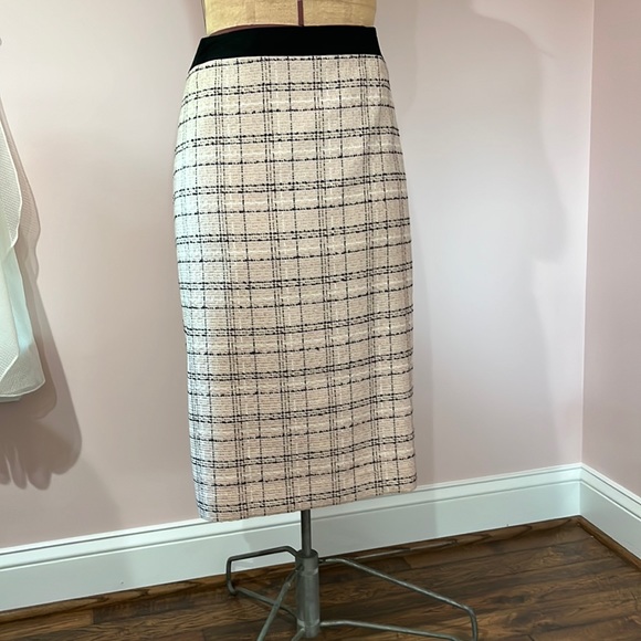 Liz Claiborne Wool-like Lined Pencil Skirt in Pink/Black Plaid - Picture 1 of 7